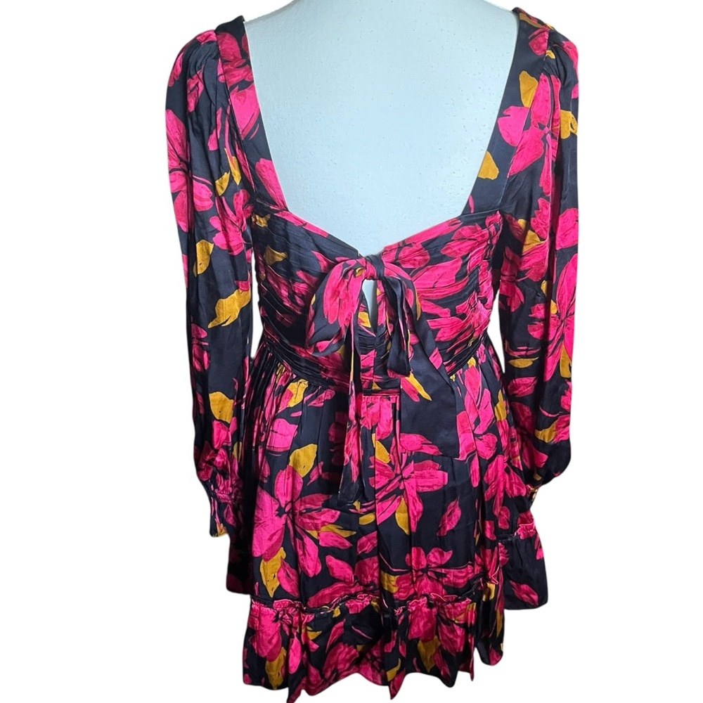 Saylor Fritz Floral Print Long Sleeve Babydoll Dress Sz‎ M Black Multi Floral - Picture 7 of 11